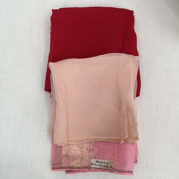 VINTAGE Women's Sheer Chiffon Lot of 3 Floral Print Scarves Wraps Scarf Metallic - Picture 5 of 7